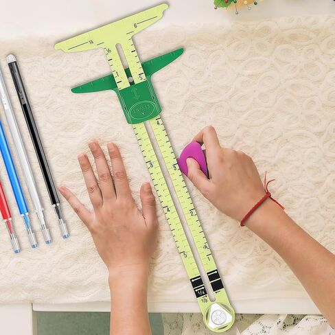 5-in-1 Measuring Sewing Tool, T-Shaped Sliding Gauge Ruler Fabric Quilting Ruler for Beginner Work in Saudi Arabia