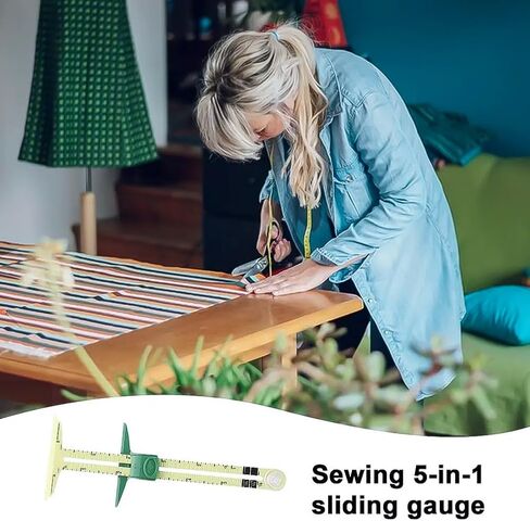 5-in-1 Measuring Sewing Tool, T-Shaped Sliding Gauge Ruler Fabric Quilting Ruler for Beginner Work in Saudi Arabia
