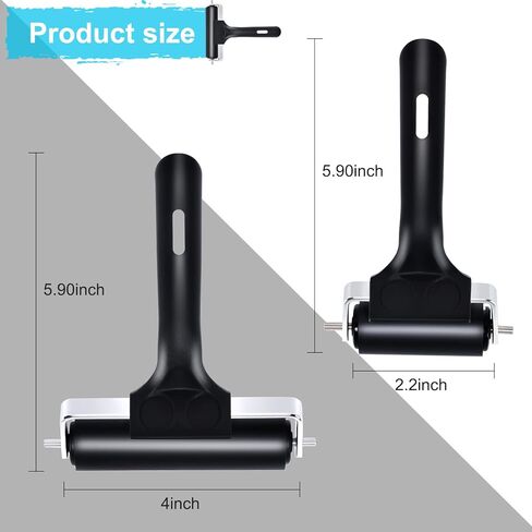 Wlivxch 2Pcs Hard Rubber Brayer Rollers (4 Inch and 2.2 Inch) for Printmaking, Ink Printing, Gluing Application, Stamping, Boat Flooring and Wallpaper Installation - Black Tool in Saudi Arabia