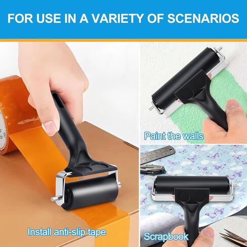 Wlivxch 2Pcs Hard Rubber Brayer Rollers (4 Inch and 2.2 Inch) for Printmaking, Ink Printing, Gluing Application, Stamping, Boat Flooring and Wallpaper Installation - Black Tool in Saudi Arabia