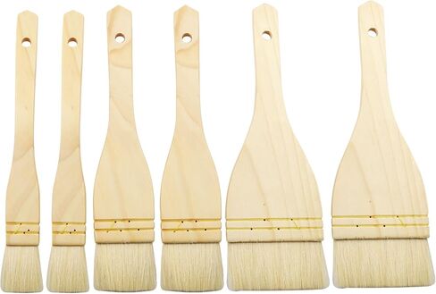 2Pcs Flat Hake Brushes, Sheep Hair Bristles, Paint Brush Set for Watercolor, Wash, Pottery Painting - Baking Pastry Brush & BBQ Grill Brush for Kitchen (1 Inch, 2 Inch) in Saudi Arabia