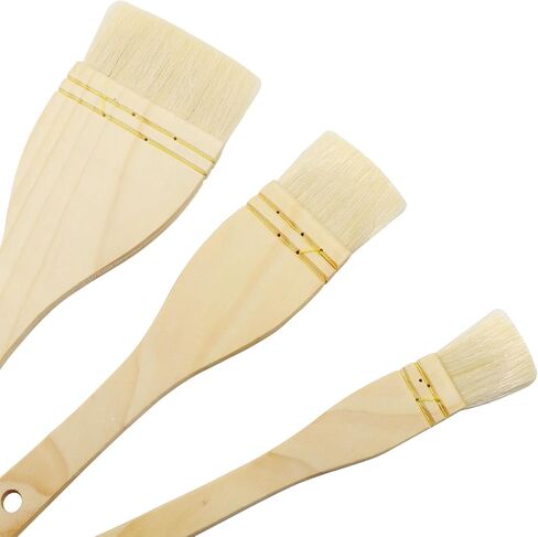 2Pcs Flat Hake Brushes, Sheep Hair Bristles, Paint Brush Set for Watercolor, Wash, Pottery Painting - Baking Pastry Brush & BBQ Grill Brush for Kitchen (1 Inch, 2 Inch) in Saudi Arabia