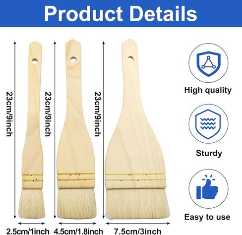 2Pcs Flat Hake Brushes, Sheep Hair Bristles, Paint Brush Set for Watercolor, Wash, Pottery Painting - Baking Pastry Brush & BBQ Grill Brush for Kitchen (1 Inch, 2 Inch) in Saudi Arabia
