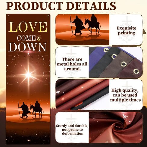 4 Pcs Advent Church Banners for Sanctuary Wall, 2 x 6 ft Nativity Scene Banner Christmas Welcome Religious Hanging Sign for Schools Church Christmas Holiday Nativity Decor in Saudi Arabia