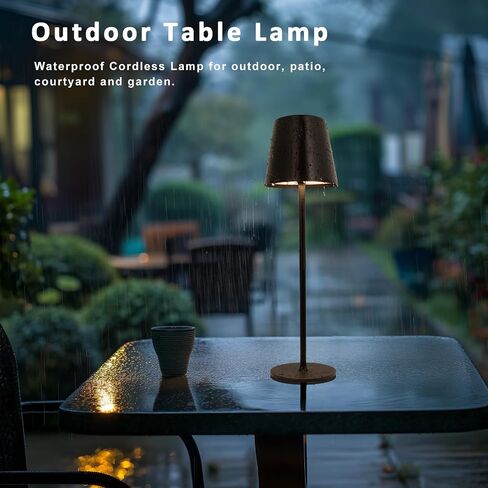 Cordless Table Lamp Rechargeable Black - KK 2 Pack 5000mAH Battery Operated Lamp for Counter, 3 Color Stepless Dimming Waterproof LED Wireless Lamp for Dining Kitchen, Outdoor Patio, Touch Control in Saudi Arabia