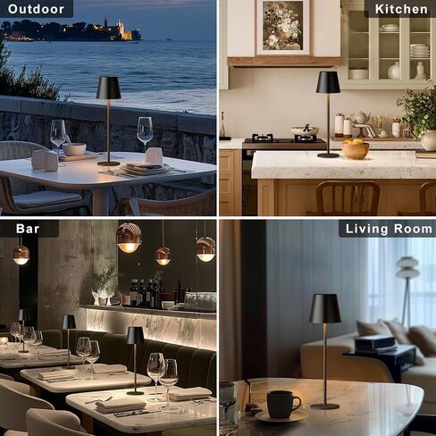 Cordless Table Lamp Rechargeable Black - KK 2 Pack 5000mAH Battery Operated Lamp for Counter, 3 Color Stepless Dimming Waterproof LED Wireless Lamp for Dining Kitchen, Outdoor Patio, Touch Control in Saudi Arabia