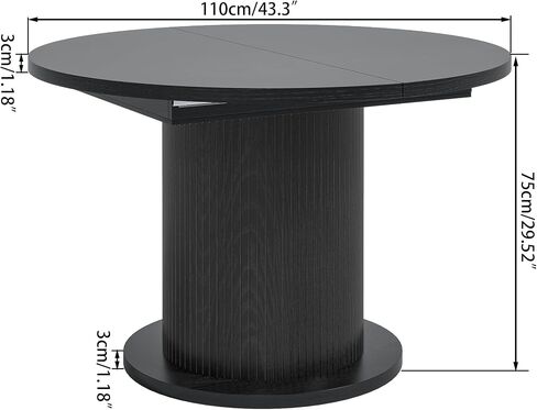 43.3 inch 59 inch Adjustable Size Round Conference Table for 4-6 People, Unique Design Modern Meeting Room Table, with Wood Strip Base (Black) in Saudi Arabia