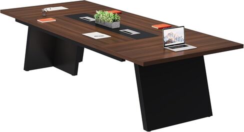 طاولة مؤتمرات Tribesigns بطول 8 أقدام، طاولة اجتماعات كبيرة تتسع لـ 8-10 أشخاص، أثاث ندوات الأعمال لغرفة الاجتماعات المكتبية، لون الجوز والأسود in Kuwait