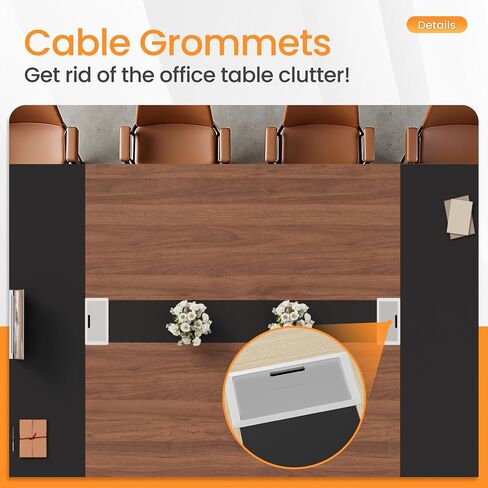 Furmax 8FT Conference Table, 94.48" Meeting Seminar Table with Cable Grommets, Boardroom Table Workstation for Meeting Room, Office Conference (Black & Walnut) in Saudi Arabia