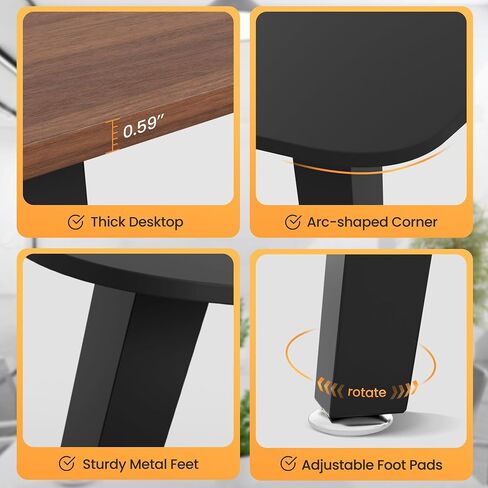 Furmax 8FT Conference Table, 94.48" Meeting Seminar Table with Cable Grommets, Boardroom Table Workstation for Meeting Room, Office Conference (Black & Walnut) in Saudi Arabia