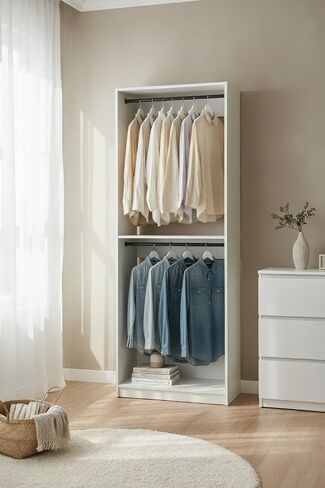 Prosper 32" White Wood Walk-in Closet with Two Rods in Saudi Arabia