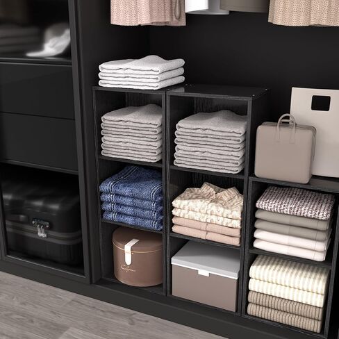 منظم تخزين خشبي مكون من 4 مكعبات، مكعب عرض تخزين مكون من 4 طبقات، رف مكعبات متعدد الاستخدامات بطول 42 بوصة ومنظم مكعبات لأي مساحة (أبيض، 4 مكعبات عرض (11.8 بوصة) in Kuwait