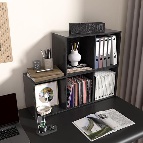 منظم تخزين خشبي مكون من 4 مكعبات، مكعب عرض تخزين مكون من 4 طبقات، رف مكعبات متعدد الاستخدامات بطول 42 بوصة ومنظم مكعبات لأي مساحة (أبيض، 4 مكعبات عرض (11.8 بوصة) in Kuwait