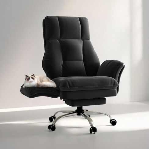 Big and Tall Office Chair, Flip Armrests for Pets & Cross Legged Sitting, Executive Ergonomic Computer Gaming Chair with Foot Rest, Teddy Fleece Wide Seat Reclining Desk Chair in Kuwait