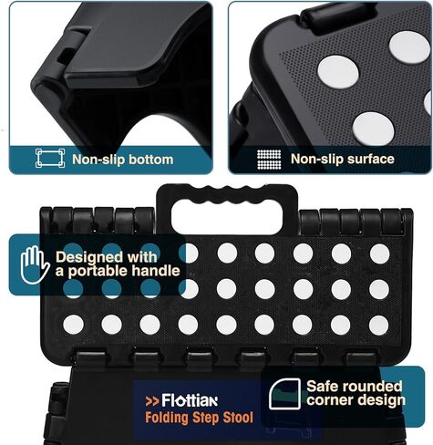 مقعد Flottian مقاس 13 بوصة قابل للطي للبالغين والأطفال يحمل ما يصل إلى 300 رطل، ومقاعد قابلة للطي غير قابلة للانزلاق مع مقبض، مقعد بلاستيكي مدمج قابل للطي للحمام وغرفة النوم والمطبخ باللون الرمادي، قطعة واحدة in Kuwait