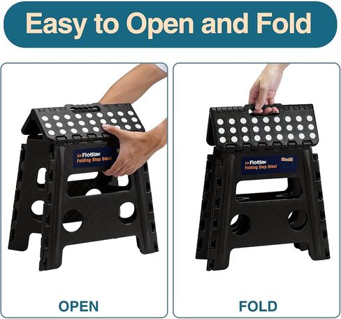 مقعد Flottian مقاس 13 بوصة قابل للطي للبالغين والأطفال يحمل ما يصل إلى 300 رطل، ومقاعد قابلة للطي غير قابلة للانزلاق مع مقبض، مقعد بلاستيكي مدمج قابل للطي للحمام وغرفة النوم والمطبخ باللون الرمادي، قطعة واحدة in Kuwait