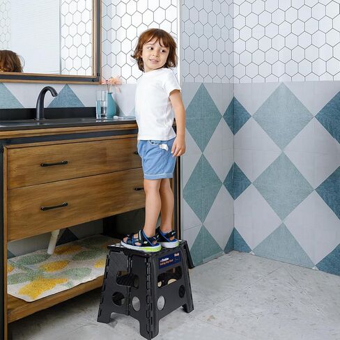 مقعد Flottian مقاس 13 بوصة قابل للطي للبالغين والأطفال يحمل ما يصل إلى 300 رطل، ومقاعد قابلة للطي غير قابلة للانزلاق مع مقبض، مقعد بلاستيكي مدمج قابل للطي للحمام وغرفة النوم والمطبخ باللون الرمادي، قطعة واحدة in Kuwait