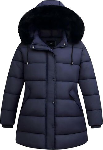 نساء زائد حجم معطف أسفل | مقاوم للماء ، مقاوم للرياح ، غطاء قابلة للفصل ، مبطن الفانيلا in Kuwait