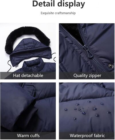 نساء زائد حجم معطف أسفل | مقاوم للماء ، مقاوم للرياح ، غطاء قابلة للفصل ، مبطن الفانيلا in Kuwait