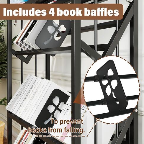 كتاب عربات 4 طبقة الكتب العربة سعة كبيرة في الكتب تخزين رف تخزين الكتب المحمول مع عربة العجلات للمكاتب المنزلية غرفة المعيشة الفصل 46.5x32x9.84 في (أسود) in Kuwait