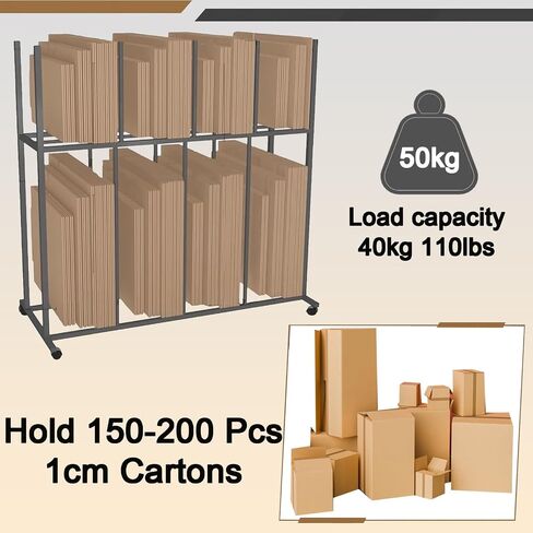2 3 Layer Large Carton Storage Rack, Mobile Carton Cart for Organizing Shipping Boxes/Mailing Packing/Cardboard Box/Corrugated Carton, Space Save(2 Tier) in Saudi Arabia
