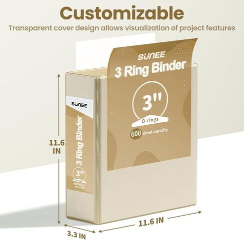 SUNEE 3 مجلدات حلقية مقاس 2 بوصة 4 عبوات، حافظة شفافة بثلاث حلقات خالية من PVC (تناسب 8.5 × 11 بوصة) للمدرسة أو اللوازم المكتبية، ألوان باستيل متنوعة in Saudi Arabia
