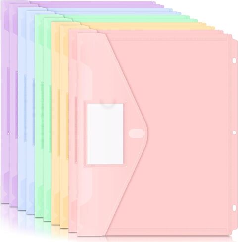 جيب Forvencer Binder، 10 عبوات من المجلدات البلاستيكية ثقيلة الوزن للغاية مع إغلاق محكم، تحميل جانبي لمجلدات Binder، 3 جيب للحلقات، فواصل بيندر مع جيوب، حجم الحروف، سلسلة باستيل in Kuwait