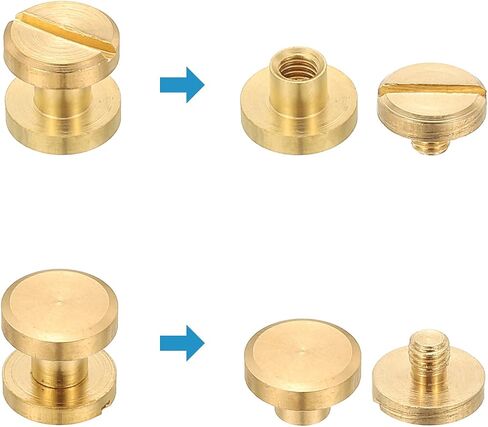 براغي باتيكل شيكاغو، 20 مجموعة M4x3mm تلميع النحاس شيكاغو برغي ربط المسامير اللولبية لحزام الجلد ألبومات صور القصاصات، ذهبي in Kuwait