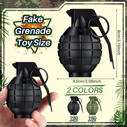20 قطعة من القنابل اليدوية البلاستيكية مع مؤثرات صوتية واقعية وضوء وامض لعبة قنابل يدوية وهمية ألعاب عسكرية للأطفال التظاهر بدور الجيش، أسود in Kuwait