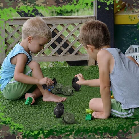 20 قطعة من القنابل اليدوية البلاستيكية مع مؤثرات صوتية واقعية وضوء وامض لعبة قنابل يدوية وهمية ألعاب عسكرية للأطفال التظاهر بدور الجيش، أسود in Kuwait