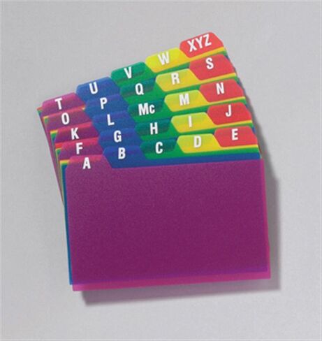 Durable Poly A-Z Card Guides, 1/5-Cut Top Tab, A to Z, 3 x 5, Assorted Colors, 25/Set in Kuwait