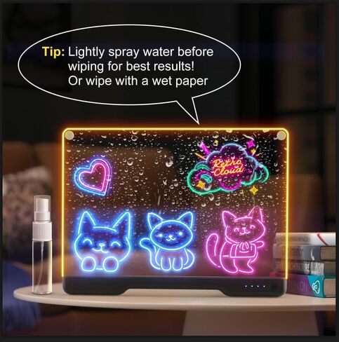 لوحة ملاحظات LED محمولة بألوان، قابلة لإعادة الشحن مقاس 16 بوصة و7 تأثيرات ضوئية Doodle Glow Memo رسالة مسح جاف للرسم لوحة Lumi مع حامل للهدايا/الفصول الدراسية/المكتب/الأطفال، 5 علامات وكتاب رسم in Kuwait