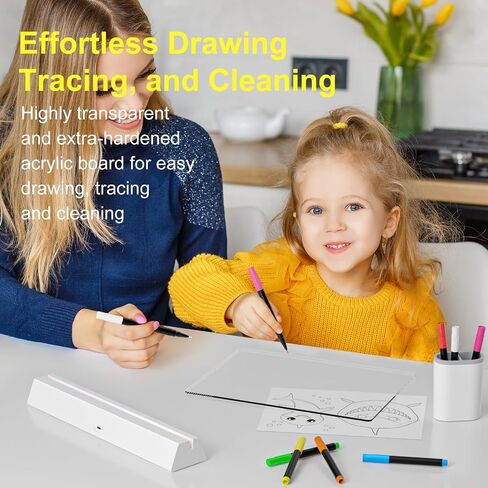 LED Note Board with Colors, Rechargeable 17-Inch Doodle Glow 9-Mode Light Up Desk Sign Letter Message Memo Drawing Dry Erase Board for Classroom/Home Decor/Office/Gifts, 5 Markers in Kuwait