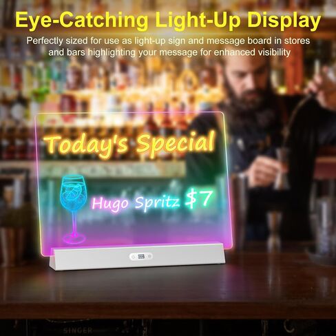 LED Note Board with Colors, Rechargeable 17-Inch Doodle Glow 9-Mode Light Up Desk Sign Letter Message Memo Drawing Dry Erase Board for Classroom/Home Decor/Office/Gifts, 5 Markers in Kuwait