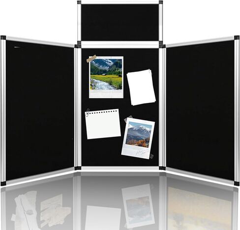 Nisorpa 3+1 Panel Folding Trade Show Presentation Board 70.8“ x 35.4" Trifold Desktop Display Board with Carry Bag Large Metal Frame Tabletop Display 4 Panels-Black in Saudi Arabia