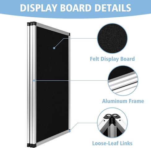 Nisorpa 3+1 Panel Folding Trade Show Presentation Board 70.8“ x 35.4" Trifold Desktop Display Board with Carry Bag Large Metal Frame Tabletop Display 4 Panels-Black in Saudi Arabia