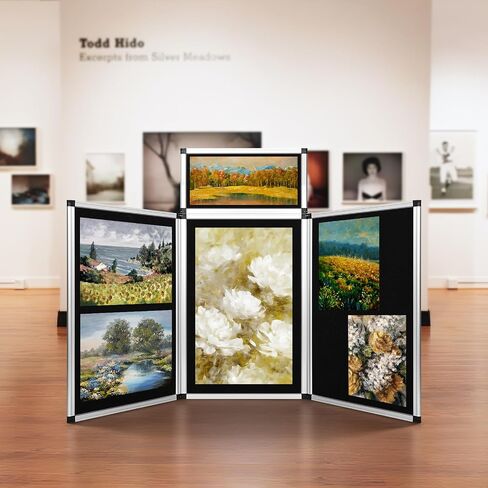 Nisorpa 3+1 Panel Folding Trade Show Presentation Board 70.8“ x 35.4" Trifold Desktop Display Board with Carry Bag Large Metal Frame Tabletop Display 4 Panels-Black in Saudi Arabia