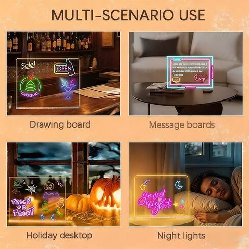 Lumiboard Led Drawing Board, 11.8"X7.9" Acrylic Dry Erase Board with Light, Light Up Message Board with Stand, 7 Markers and Soft Cloth, for Home Office Kitchen Christmas Decor in Saudi Arabia