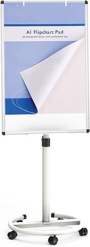 VIZ-PRO ECO Magnetic Mobile Whiteboard, 36 X 24 Inches, Easel Flipchart Stand Rolling Dry Erase Board with Paper Pads in Saudi Arabia