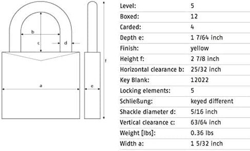 ABUS أصفر 70/45 KD الطقس الصلب النحاس الصلب الفولاذ المقاوم للصدأ قفل مختلف مفتاح in Kuwait
