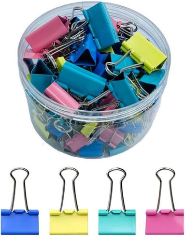 60PCS 15MM/0.6Inch Binder Clips Colored,Paper Clamps Colorful, Paper Clips for Office Supplies in Saudi Arabia