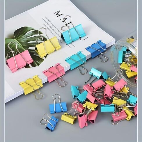 60PCS 15MM/0.6Inch Binder Clips Colored,Paper Clamps Colorful, Paper Clips for Office Supplies in Saudi Arabia