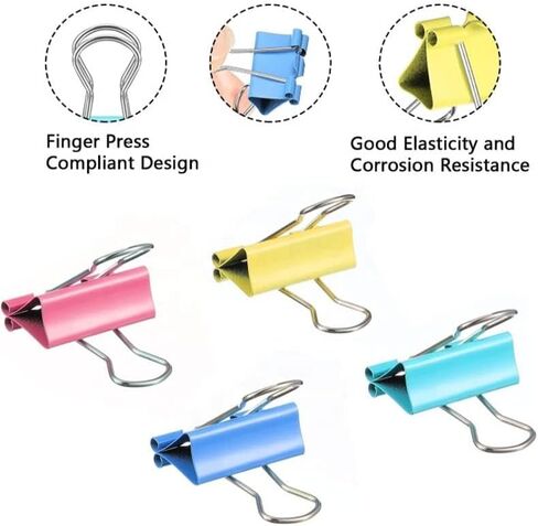 60PCS 15MM/0.6Inch Binder Clips Colored,Paper Clamps Colorful, Paper Clips for Office Supplies in Saudi Arabia