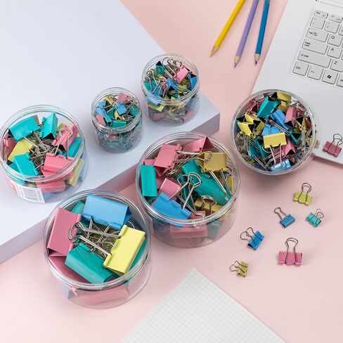 60PCS 15MM/0.6Inch Binder Clips Colored,Paper Clamps Colorful, Paper Clips for Office Supplies in Saudi Arabia