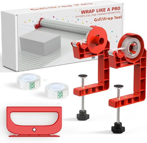 Tabletop Gift Wrapping Tool with Tape Dispenser & Cutter–2 Pack Adjustable Wrapping Paper Table Clamps with 2 Tapes–Perfect for Christmas, Holidays, and Crafting in Kuwait