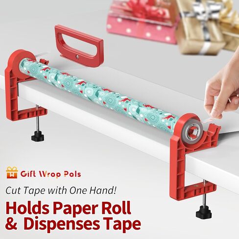Tabletop Gift Wrapping Tool with Tape Dispenser & Cutter–2 Pack Adjustable Wrapping Paper Table Clamps with 2 Tapes–Perfect for Christmas, Holidays, and Crafting in Kuwait
