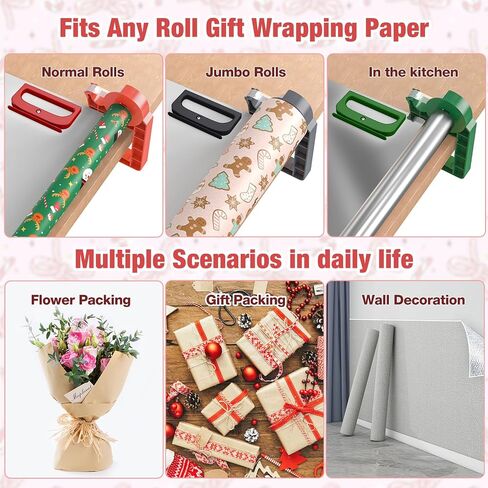 Tabletop Gift Wrapping Tool with Tape Dispenser & Cutter–2 Pack Adjustable Wrapping Paper Table Clamps with 2 Tapes–Perfect for Christmas, Holidays, and Crafting in Kuwait