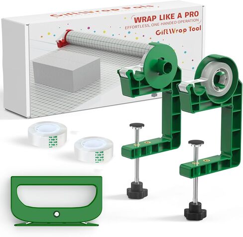 Tabletop Gift Wrapping Tool with Tape Dispenser & Cutter–2 Pack Adjustable Wrapping Paper Table Clamps with 2 Tapes–Perfect for Christmas, Holidays, and Crafting in Kuwait