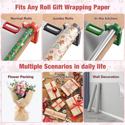 Tabletop Gift Wrapping Tool with Tape Dispenser & Cutter–2 Pack Adjustable Wrapping Paper Table Clamps with 2 Tapes–Perfect for Christmas, Holidays, and Crafting in Kuwait