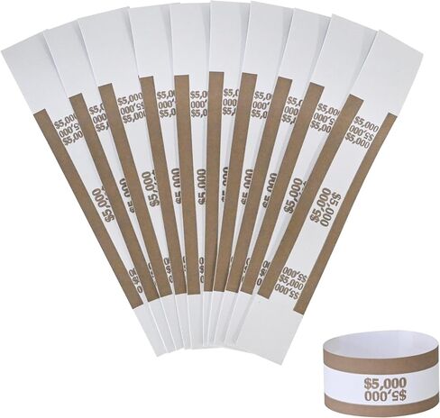 ESSENTIAL 100 Pcs Currency Straps - Bill Wrappers, Money Bands to Organize Bills, ABA Standard Colors, Self-Adhesive, 7.5 x 1.15 Inches ($10000/Gold) in Kuwait